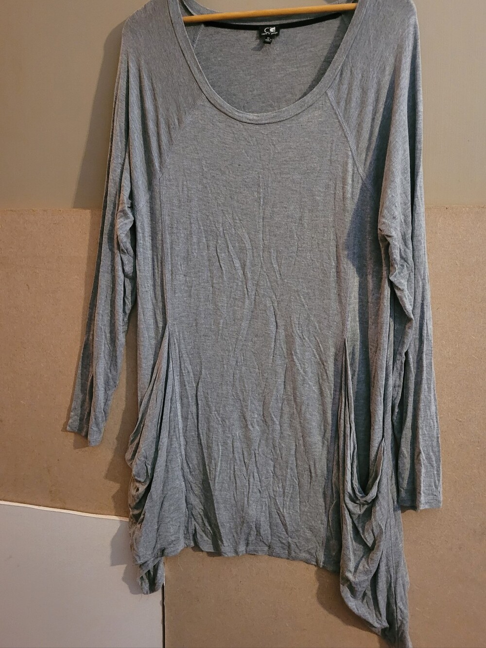 Cable & Gauge Gray Long Sleeve Draped Tunic Xl